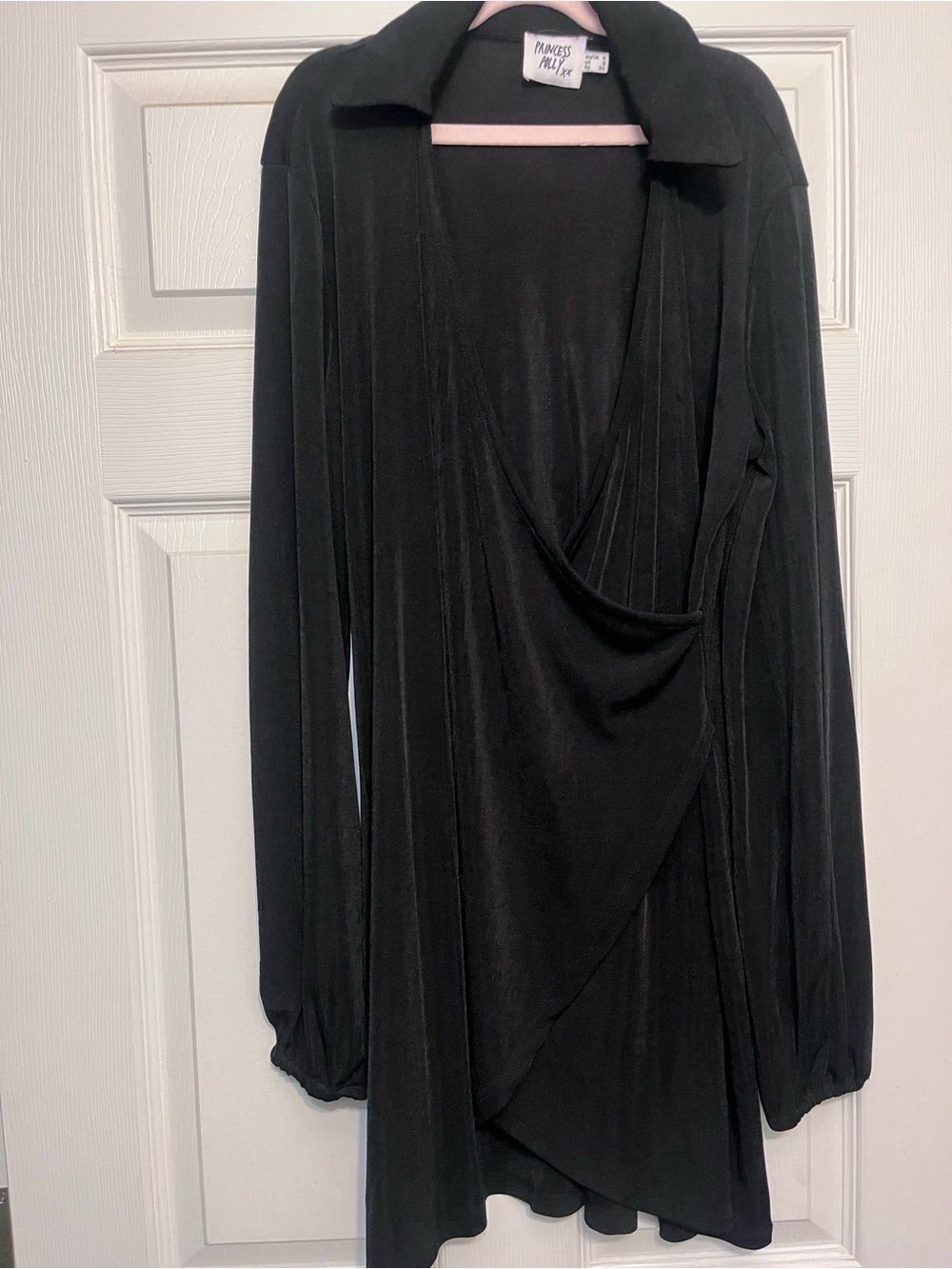 Princess Polly Black Draped High-Low Wrap Skirt